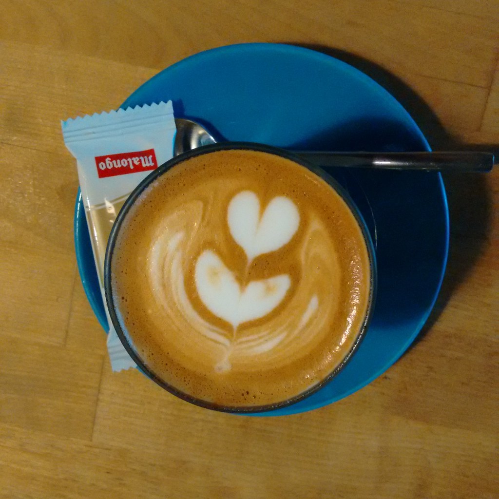 My latte at Jimmy Monkey cafe