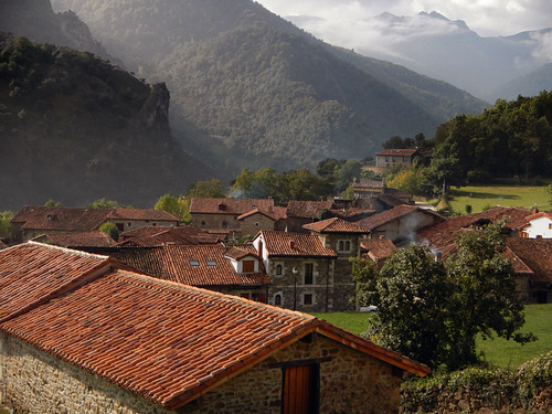 View of Mogrovejo, a mountain village in a Picos de Europa, Spain