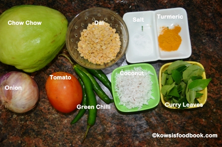 Ingredients for Chow Chow Kootu
