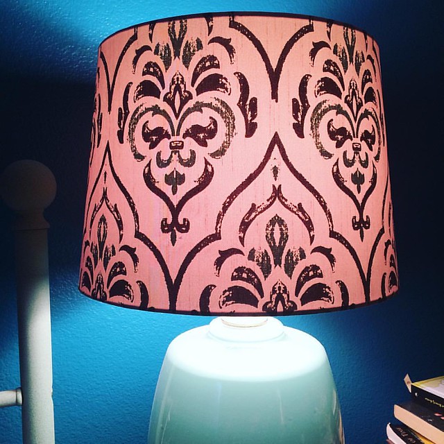 I bought a shade-less teal lamp at a thrift store 2 years ago and finally found the perfect shade at Fred Meyer's (of all places) to match it.