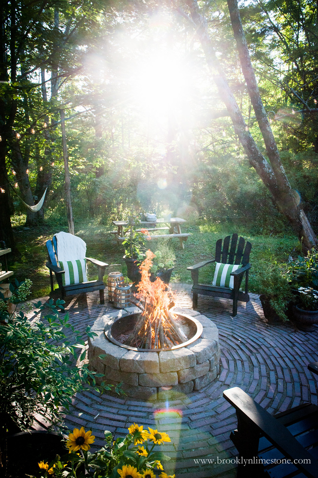 Closeup of firepit patio