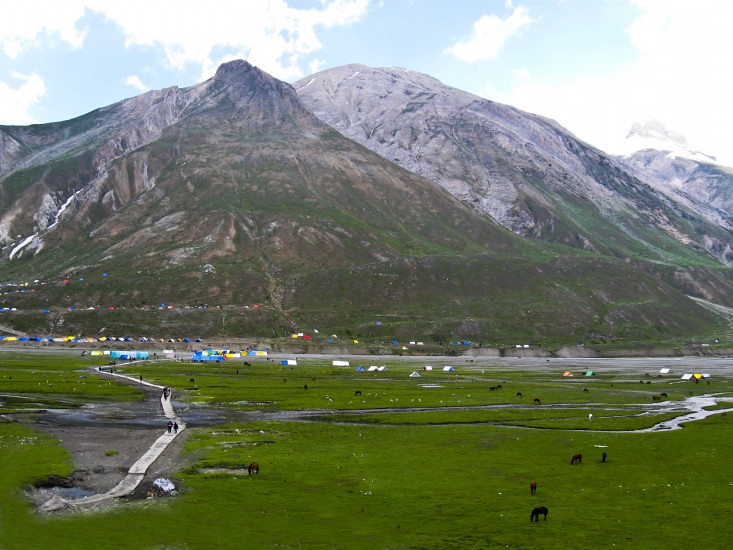 Valley of Panchtarni during Amarnath Yatra 2016, Jammu and Kashmir, India
