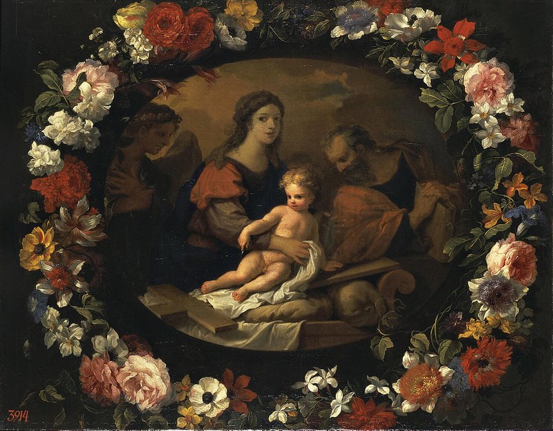 Jean-Baptiste Monnoyer - Holy Family within the Garland of Flowers