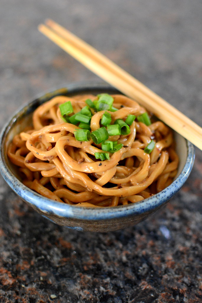 Sesame Noodles with Chili Oil and Scallions