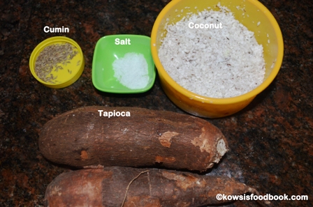Ingredients for tapioca puttu