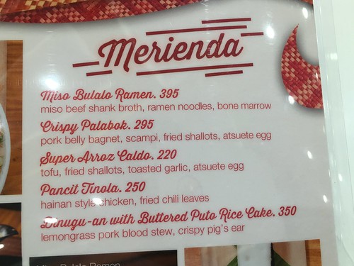 Merienda menu,  Chelsea Kitchen